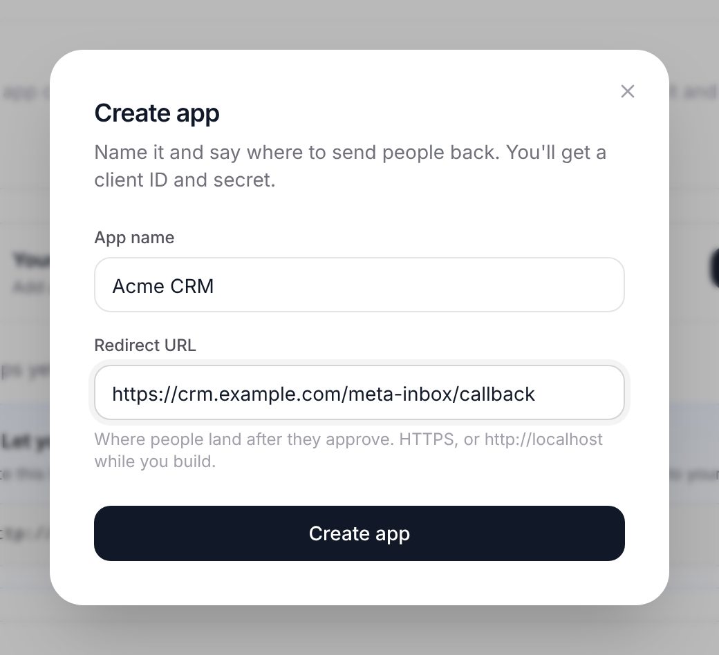 Create your app in Developers